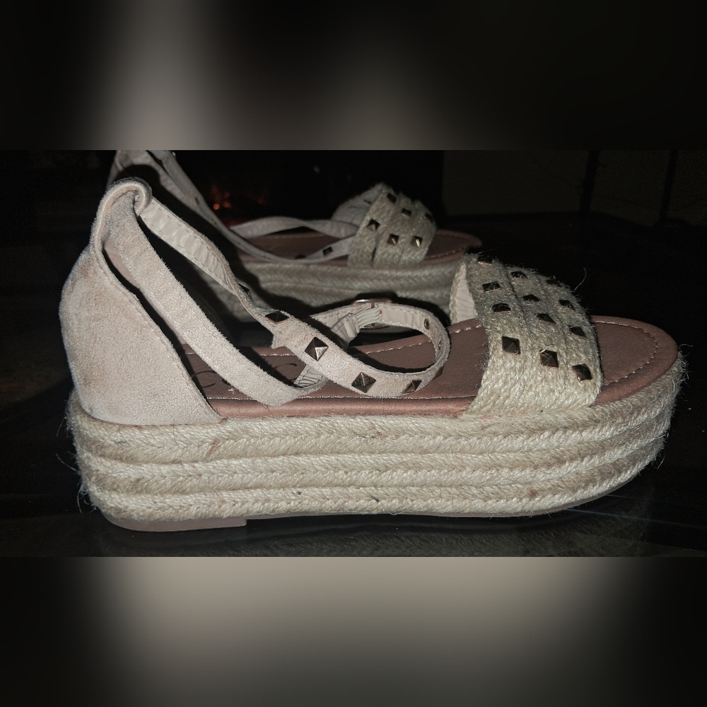 CCOCCI size 8 womens Elegant Beige Platform Sandals With Ankle Strap - Picture 8 of 15